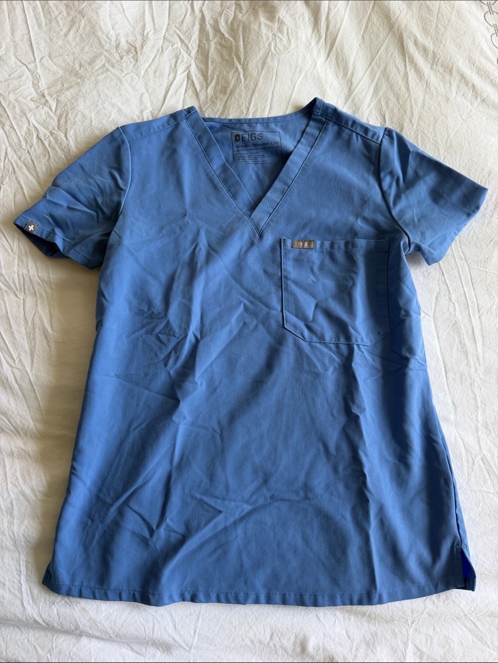 Figs Classic V-Neck Scrub Top in Blue